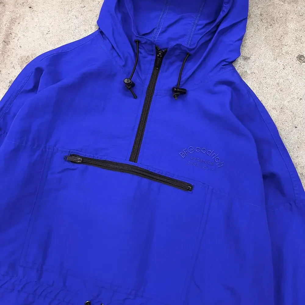 Vintage 90s Black Diamond BF Goodrich Aerospace VT Blue Windbreaker Jacket Hood